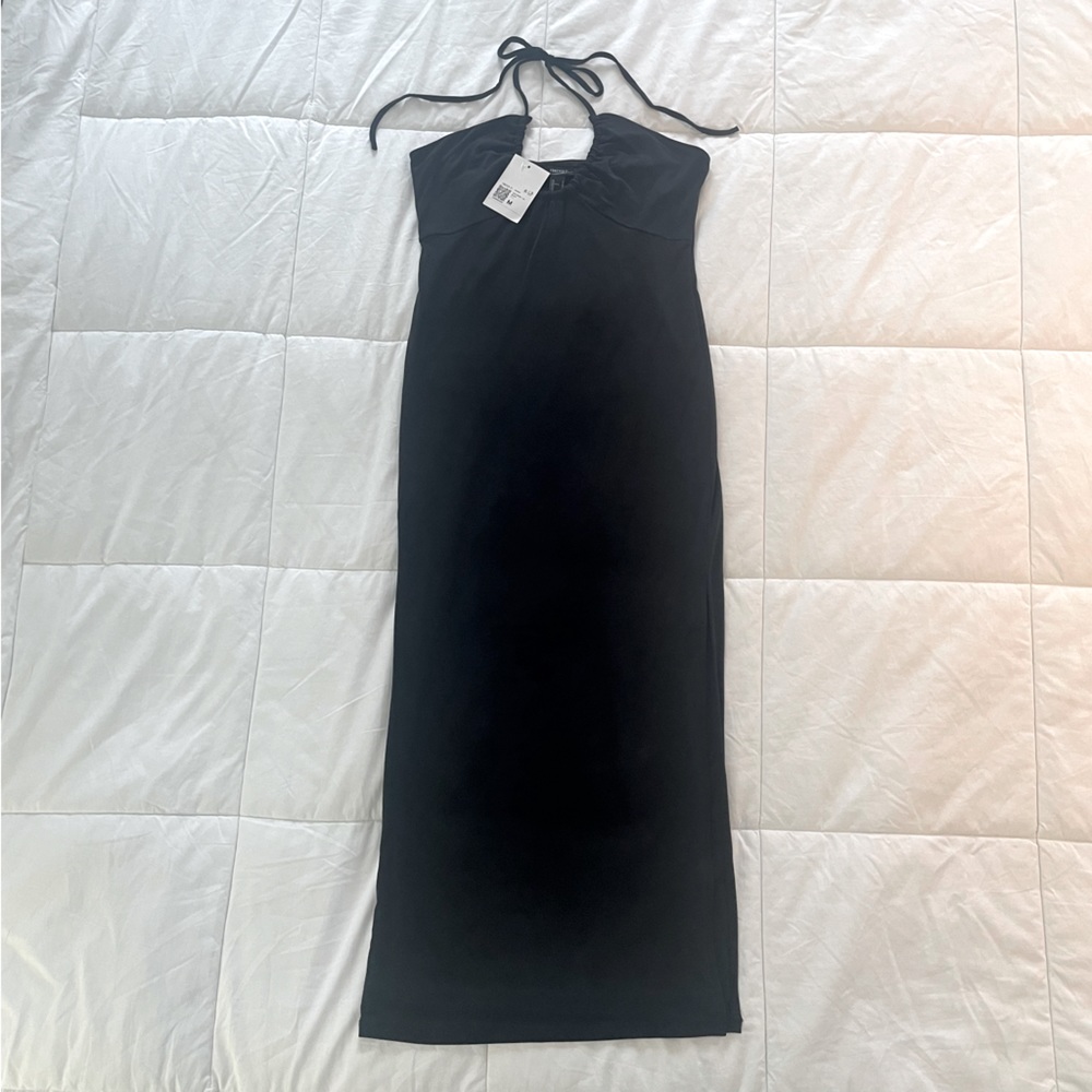 Forever 21 Halter Bodycon Maxi Dress Size Medium Black NWT